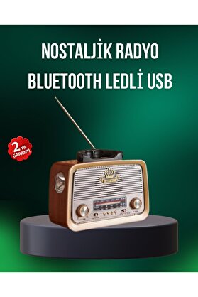 Geneloem Taşınabilir Nostalji Radyo Bluetooth Usb Aux Girişli - Korbx8298-4640