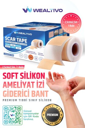 Wealtivo Soft Silikon Bant Yara İzi 2 5 m – Silikon Yara Bandı – Skar Keloid ve Kırışıklık İçin %93+
