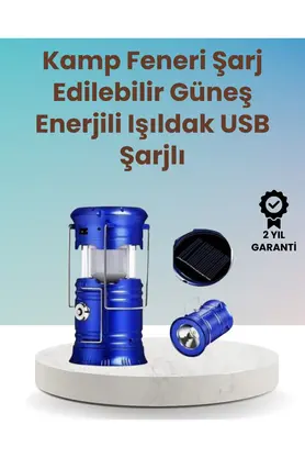 Babuba Şarj Edilebilir Güneş Enerjili Kızaklı Kamp Feneri – Usb Çıkışlı Katlana - Bbbbbb9879-9