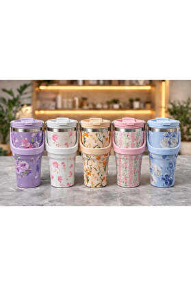 Evi̇mdeyokyok 700 Ml Taşıma Kulplu Paslanmaz Çeli̇k Termos Mug - Vakumlu Isı Yalıtımlı Bardak Alk4629