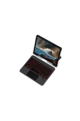 Evi̇mdeyokyok Apple T5209D İpad Pro 12.9 (2021) Kılıf İnter Ledli̇ Klavyeli̇ Tablet Kılıfı - Si̇yah