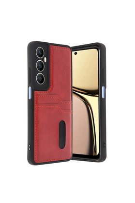Evimdeyokyok Realme C65 Sara Kartvizitli Deri Kılıf - Kırmızı