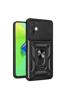 Evimdeyokyok İnfinix Hot 30 4G Kılıf Pars Lens Yüzüklü Silikon - Siyah