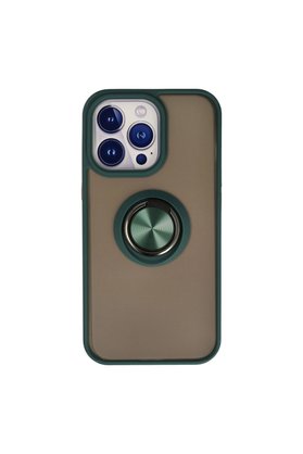 Evimdeyokyok Apple İphone 15 Pro Max Kılıf Montreal Yüzüklü Silikon Kapak - Yeşil