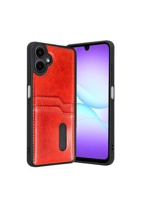 Evimdeyokyok Samsung Galaxy A07 4G Sara Kartvizitli Deri Kılıf - Kırmızı