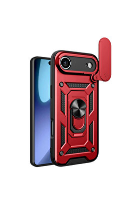 Evi̇mdeyokyok Apple İphone 17 Ai̇r Pars Lens Yüzüklü Si̇li̇kon - Kırmızı