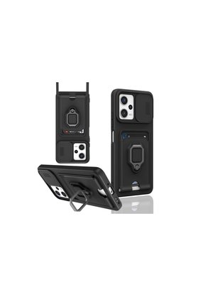 Evimdeyokyok Xiaomi Poco X5 5G Kılıf Zuma Kartvizitli Yüzüklü Silikon - Siyah