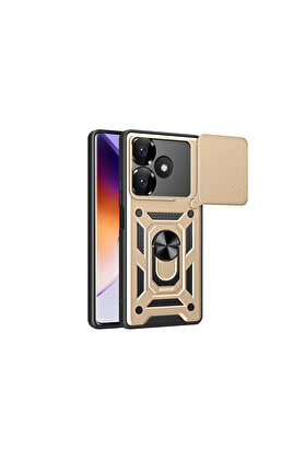 Evi̇mdeyokyok Xi̇aomi̇ Redmi̇ 13 4G Kılıf Pars Lens Yüzüklü Si̇li̇kon - Gold