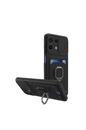 Evimdeyokyok Xiaomi Redmi Note 13 4G Kılıf Zuma Kartvizitli Yüzüklü Silikon - Siyah