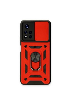 Evimdeyokyok Xiaomi Poco M4 Pro 5G Kılıf Pars Lens Yüzüklü Silikon - Kırmızı