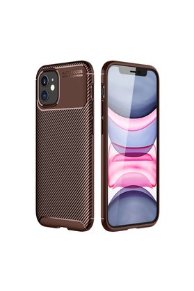 Evimdeyokyok Apple İphone 12 Mini Kılıf Auto Focus Karbon Kapak - Kahverengi