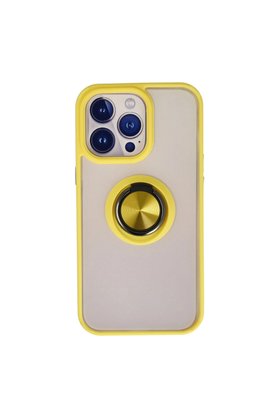 Evimdeyokyok Apple İphone 13 Pro Max Kılıf Montreal Yüzüklü Silikon Kapak - Sarı