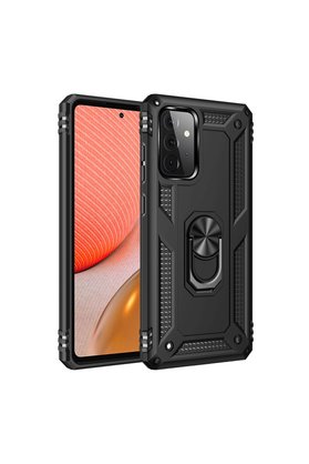 Evimdeyokyok Samsung Galaxy A72 Kılıf Sofya Yüzüklü Silikon Kapak - Siyah