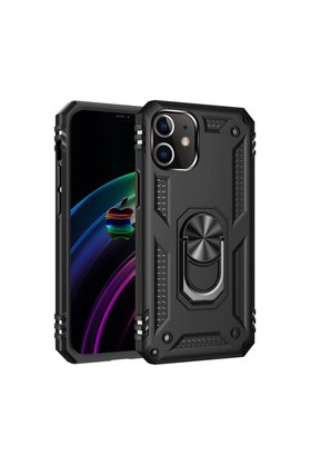 Evimdeyokyok Apple İphone 12 Mini Kılıf Sofya Yüzüklü Silikon Kapak - Siyah
