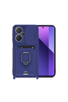 Evimdeyokyok Xiaomi Redmi Note 13 Pro Plus Kılıf Zuma Kartvizitli Yüzüklü Silikon - Lacivert