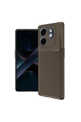 Evimdeyokyok İnfinix Smart 9 Kılıf Auto Focus Karbon Kapak - Kahverengi