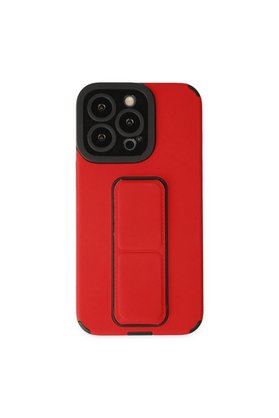 Evimdeyokyok Apple İphone 13 Pro Kılıf Mega Standlı Silikon - Kırmızı