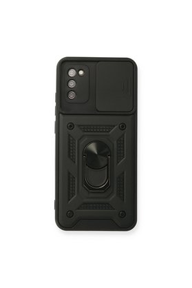 Evimdeyokyok Samsung Galaxy A03S Kılıf Pars Lens Yüzüklü Silikon - Siyah
