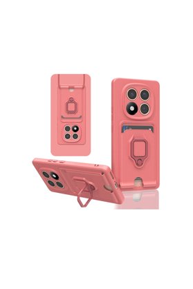 Evimdeyokyok Xiaomi Redmi Note 14 Pro 4G Kılıf Zuma Kartvizitli Yüzüklü Silikon - Pembe