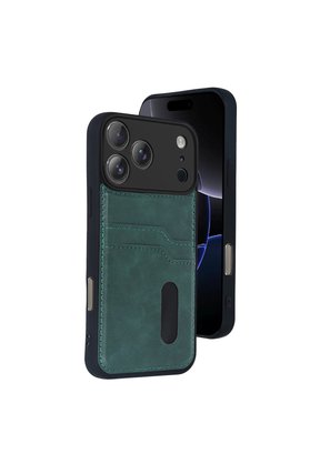 Evimdeyokyok Apple İphone 17 Pro Sara Kartvizitli Deri Kılıf - Yeşil