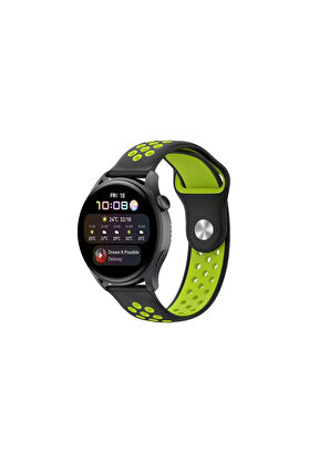 Evi̇mdeyokyok Watch 20Mm Spor Deli̇kli̇ Kordon - Si̇yah-Yeşi̇l