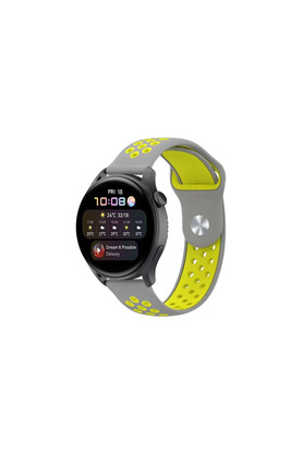 Evi̇mdeyokyok Watch 22Mm Spor Deli̇kli̇ Kordon - Gri̇-Yeşi̇l