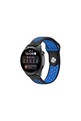 Evi̇mdeyokyok Watch 20Mm Spor Deli̇kli̇ Kordon - Si̇yah-Mavi̇