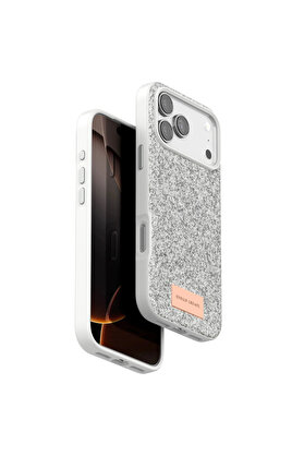Evimdeyokyok Onegif Apple İphone 17 Pro Bright Simli Kapak - Beyaz