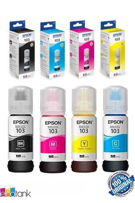 EPSON 103 Orijinal Mürekkep Seti EcoTank L3210 Yazıcı Uyumlu 4 Renk