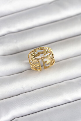 Ru Collecti̇ve 316L Çeli̇k Gold Renk Başak Model Kadın Yüzük Tj-Byk4182