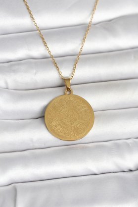 Ru Collective 316L Çelik Gold Renk Ayetel Kürsi Yazılı Kolye Tj-Bko11059