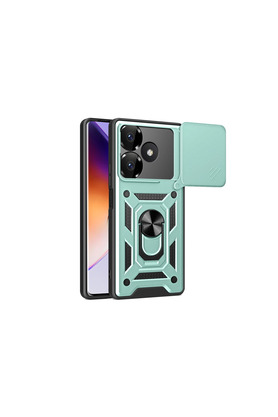 Evimdeyokyok Xiaomi Redmi 13 4G Kılıf Pars Lens Yüzüklü Silikon - Yeşil