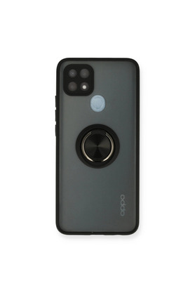 Evimdeyokyok Oppo A15 Kılıf Montreal Yüzüklü Silikon Kapak - Siyah