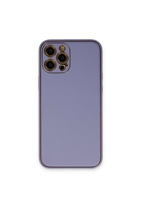 Evimdeyokyok Apple İphone 12 Pro Kılıf Coco Deri Silikon Kapak - Açık Lila