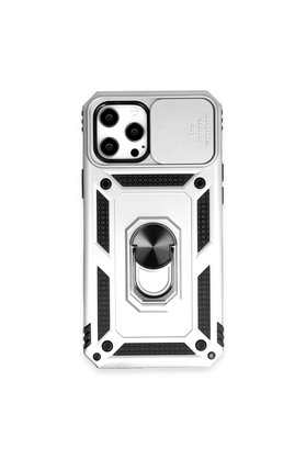 Evimdeyokyok Apple İphone 12 Pro Max Kılıf Pars Lens Yüzüklü Silikon - Gümüş
