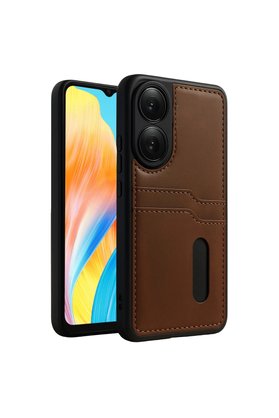 Evimdeyokyok Oppo A38 Sara Kartvizitli Deri Kılıf - Taba
