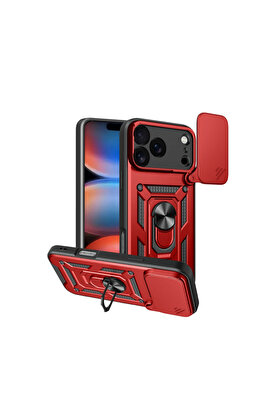 Evi̇mdeyokyok Apple İphone 17 Pro Max Pars Lens Yüzüklü Si̇li̇kon - Kırmızı