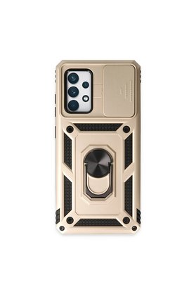 Evimdeyokyok Samsung Galaxy A72 Kılıf Pars Lens Yüzüklü Silikon - Gold