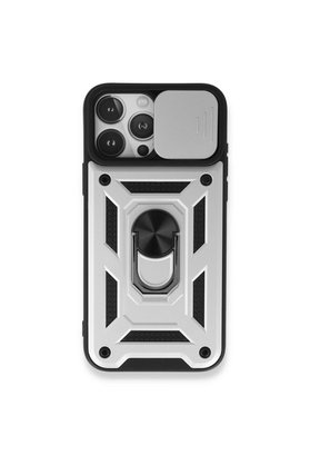 Evimdeyokyok Apple İphone 15 Pro Max Kılıf Pars Lens Yüzüklü Silikon - Gümüş