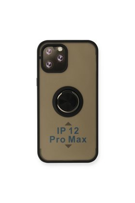 Evimdeyokyok Apple İphone 12 Pro Kılıf Montreal Yüzüklü Silikon Kapak - Siyah