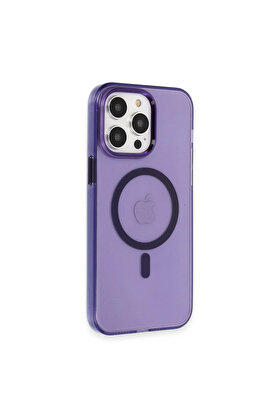 Evimdeyokyok Apple İphone 14 Pro Kılıf Tron Şeffaf Magsafe Kapak - Derin Mor