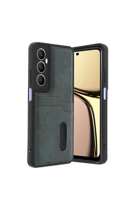 Evimdeyokyok Realme C65 Sara Kartvizitli Deri Kılıf - Yeşil