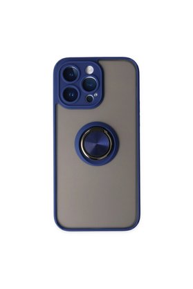 Evimdeyokyok Apple İphone 14 Pro Max Kılıf Montreal Yüzüklü Silikon Kapak - Lacivert