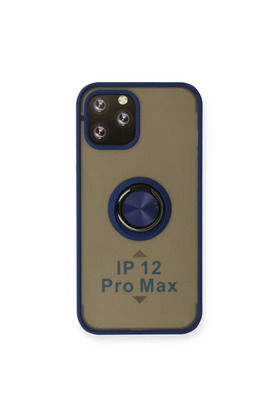 Evimdeyokyok Apple İphone 12 Pro Max Kılıf Montreal Yüzüklü Silikon Kapak - Lacivert