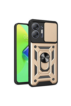 Evi̇mdeyokyok İnfi̇ni̇x Hot 30 5G Kılıf Pars Lens Yüzüklü Si̇li̇kon - Gold