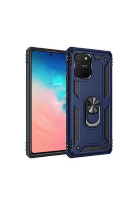 Evimdeyokyok Samsung Galaxy A91 / S10 Lite Kılıf Sofya Yüzüklü Silikon Kapak - Lacivert