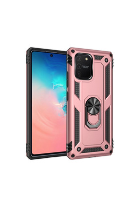 Evimdeyokyok Samsung Galaxy A91 / S10 Lite Kılıf Sofya Yüzüklü Silikon Kapak - Rose
