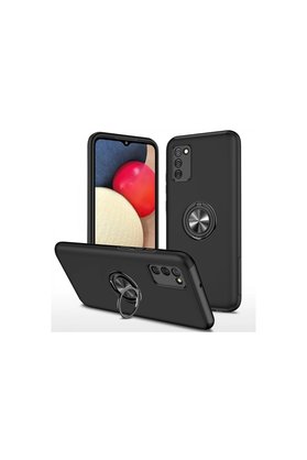 Evimdeyokyok Samsung Galaxy A02S Kılıf Elit Yüzüklü Kapak - Siyah