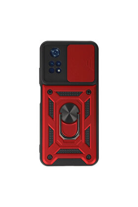 Evi̇mdeyokyok Xi̇aomi̇ Poco M4 Pro 4G Kılıf Pars Lens Yüzüklü Si̇li̇kon - Kırmızı