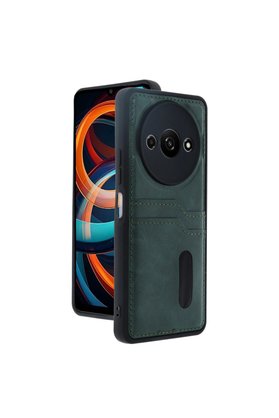 Evimdeyokyok Xiaomi Redmi A3 4G Kılıf Sara Kartvizitli Deri Kılıf - Koyu Yeşil